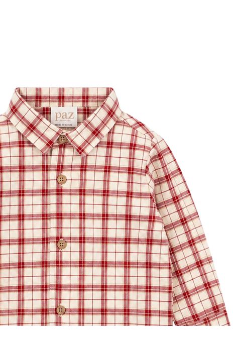 Camicia neonato beige/rosso in cotone PAZ RODRIGUEZ | 006153018/ANBEIGE/ROSSO